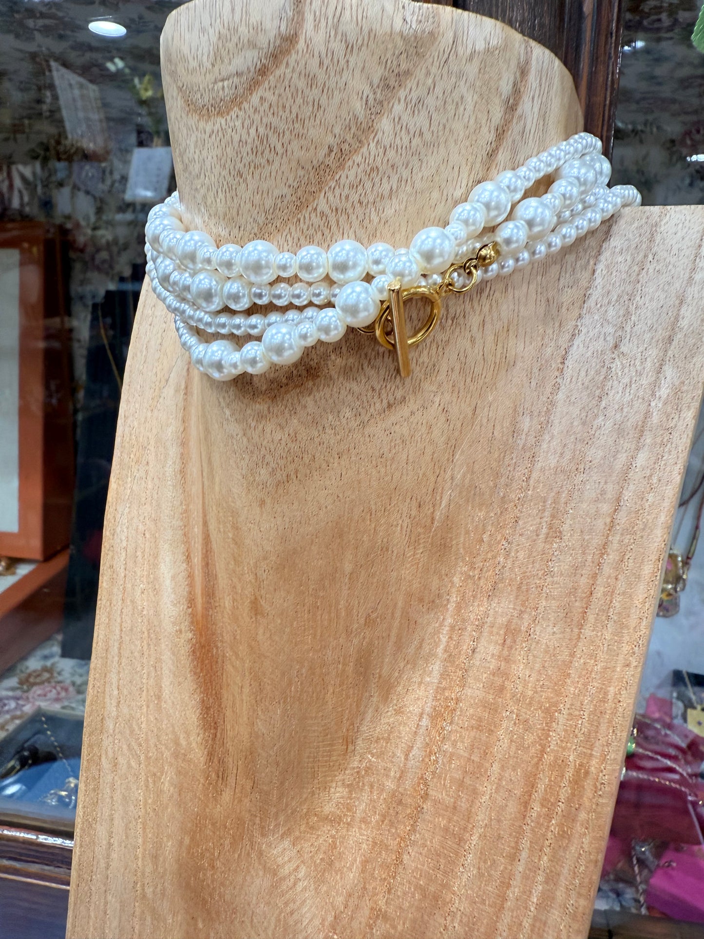 Collana tripla perle