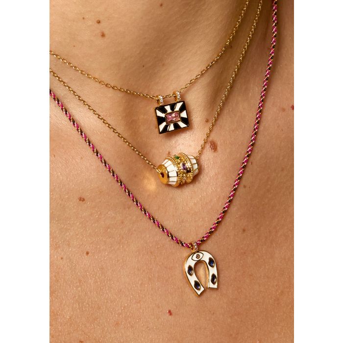Collier white mini horseshoe