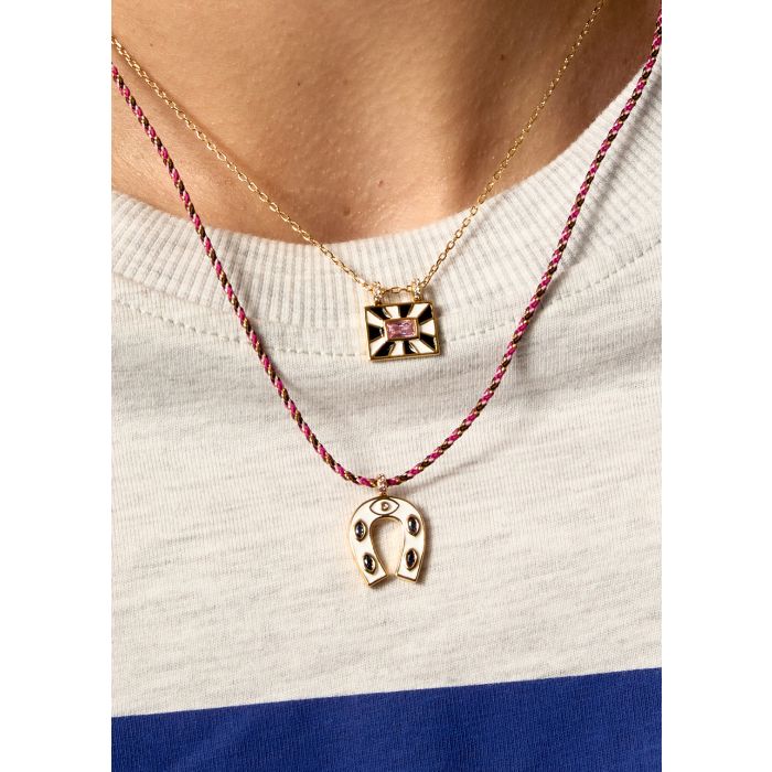 Collier white mini horseshoe