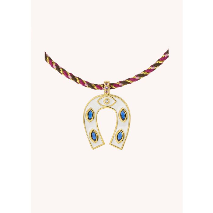 Collier white mini horseshoe