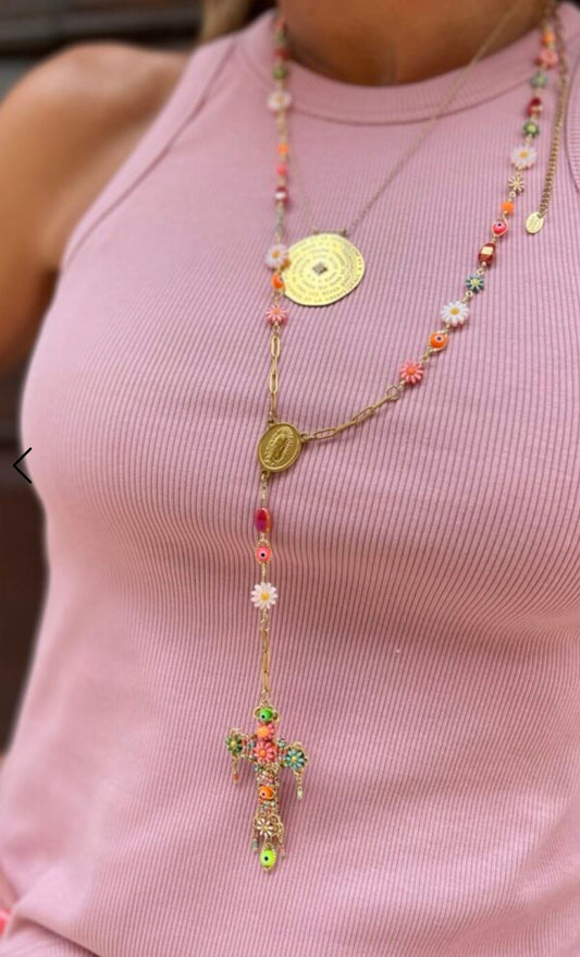 Rosario Croce Multicolor fiori