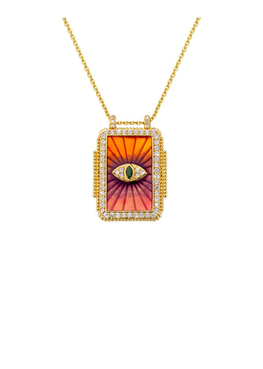 NECKLACE - PINK RAINBOW EYE BOHEME