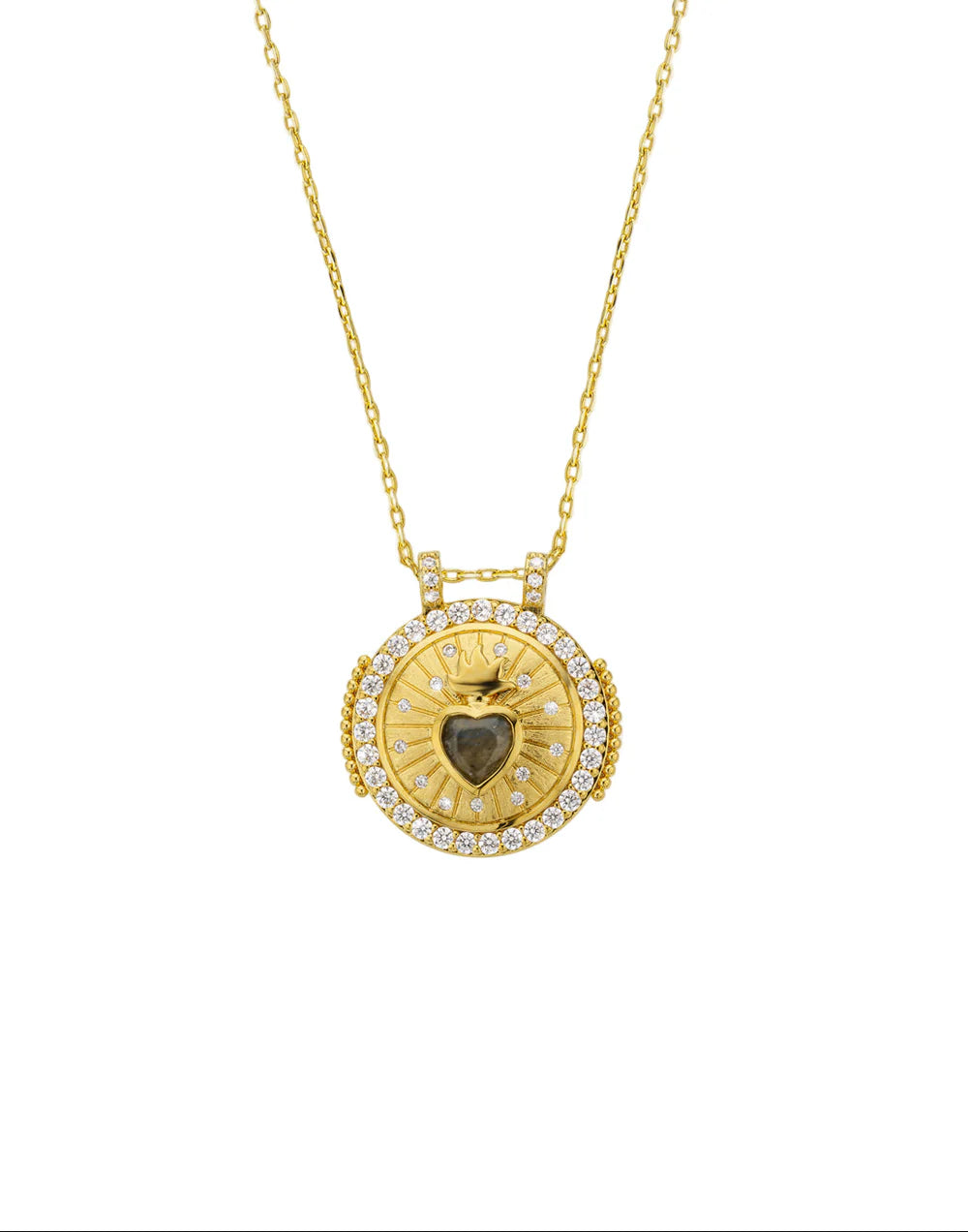 NECKLACE - LABRADORITE HEART BOHO