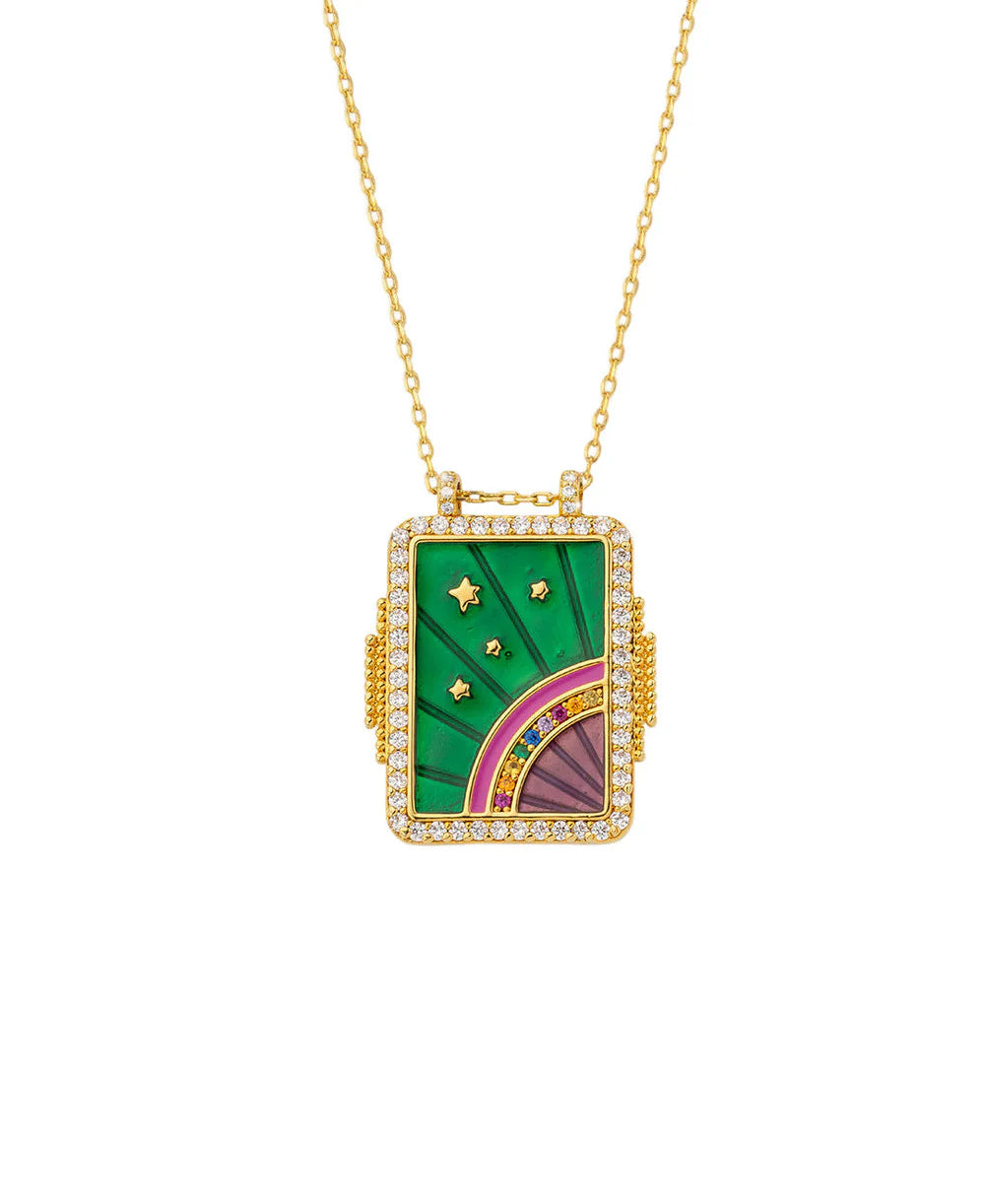 NECKLACE - GREEN RAINBOW BOHEME