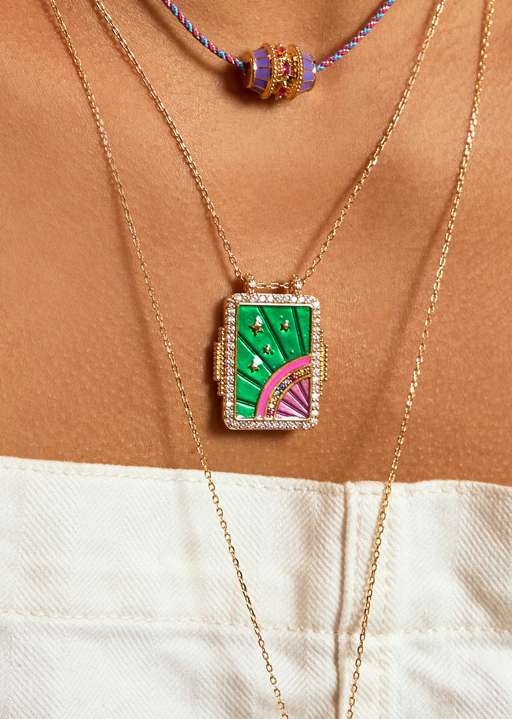 NECKLACE - GREEN RAINBOW BOHEME