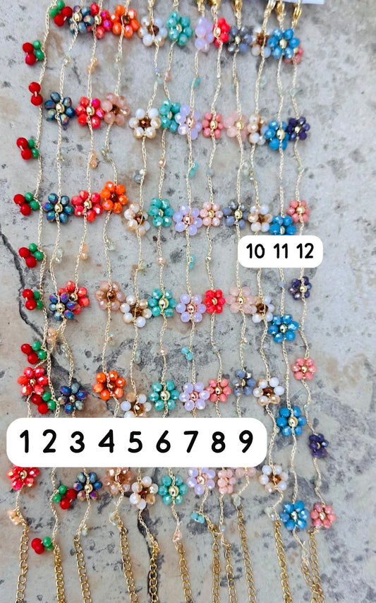 Cavigliere flower uncinetto e cristalli